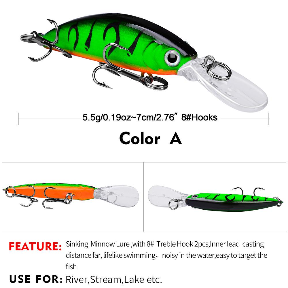 Sinking Minnow 5.5g/7cm: Long Cast Lure for Asp/Perch, Freshwater Hard Bait
