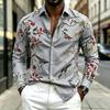 New Men's Shirt Collar Long Sleeved Printed Shirt Street Style Elegant Men's Casual Fashion Top, Comfortable, 17 Colors