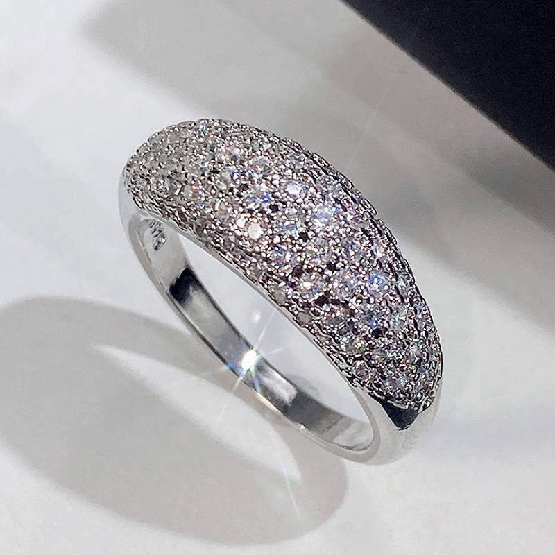Huitan Versatile Geometric Design Women Ring Full Sparkling CZ Wedding Party Trendy Luxury Lady Accessories Daily Chic Jewelry