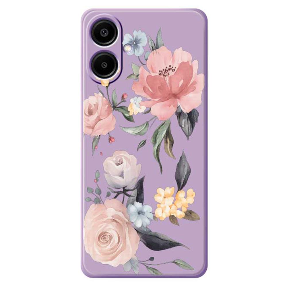 For Samsung Galaxy A07 4G Case Big Flowers Pattern Printing Straight Edge TPU Phone Back Cover