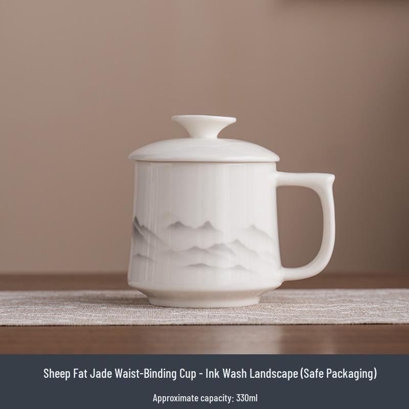Jade Ceramic Tea Cup with Lid - Personalized Gift for Teacher's Day or Company Events