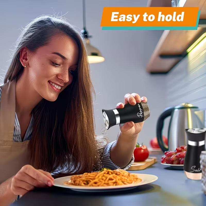 Juego de 2 Saleros y Pimenteros Botellas de Especias de Vidrio con Tapa de Acero Inoxidable Recargables Contenedores de Condimentos para Cocina Comedor Barbacoa