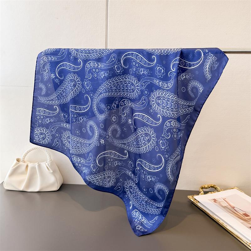 Silk Square Scarf Women Luxury Floral Print Soft Satin Kerchief Hairband Neckerchief Head Hijab Lady Headband Foulard Bag Ribbon
