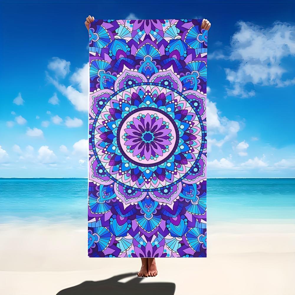 Boho Mandala Elefant Blumendruck Strandtuch, Sandblock-Stoff für Ausflüge ans Meer, Pool-Entspannung, Küstenpicknicks & Urlaub