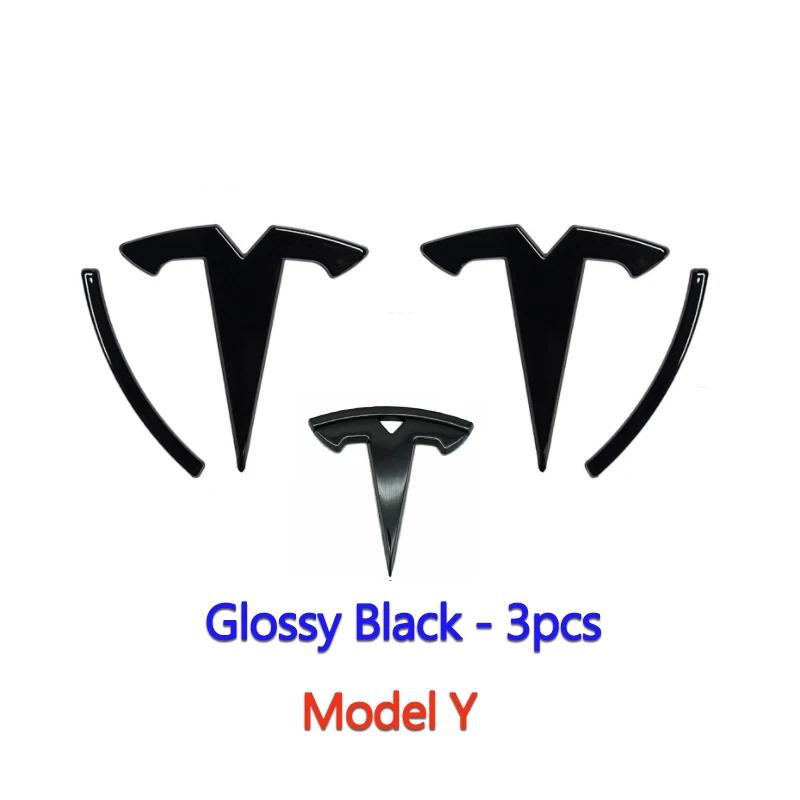 FOR Tesla Model 3 Model Y ABS Car Overlay Sticker Front Hood Cover Emblem Steering Wheel Rear Trunk Badge Modified Decoration