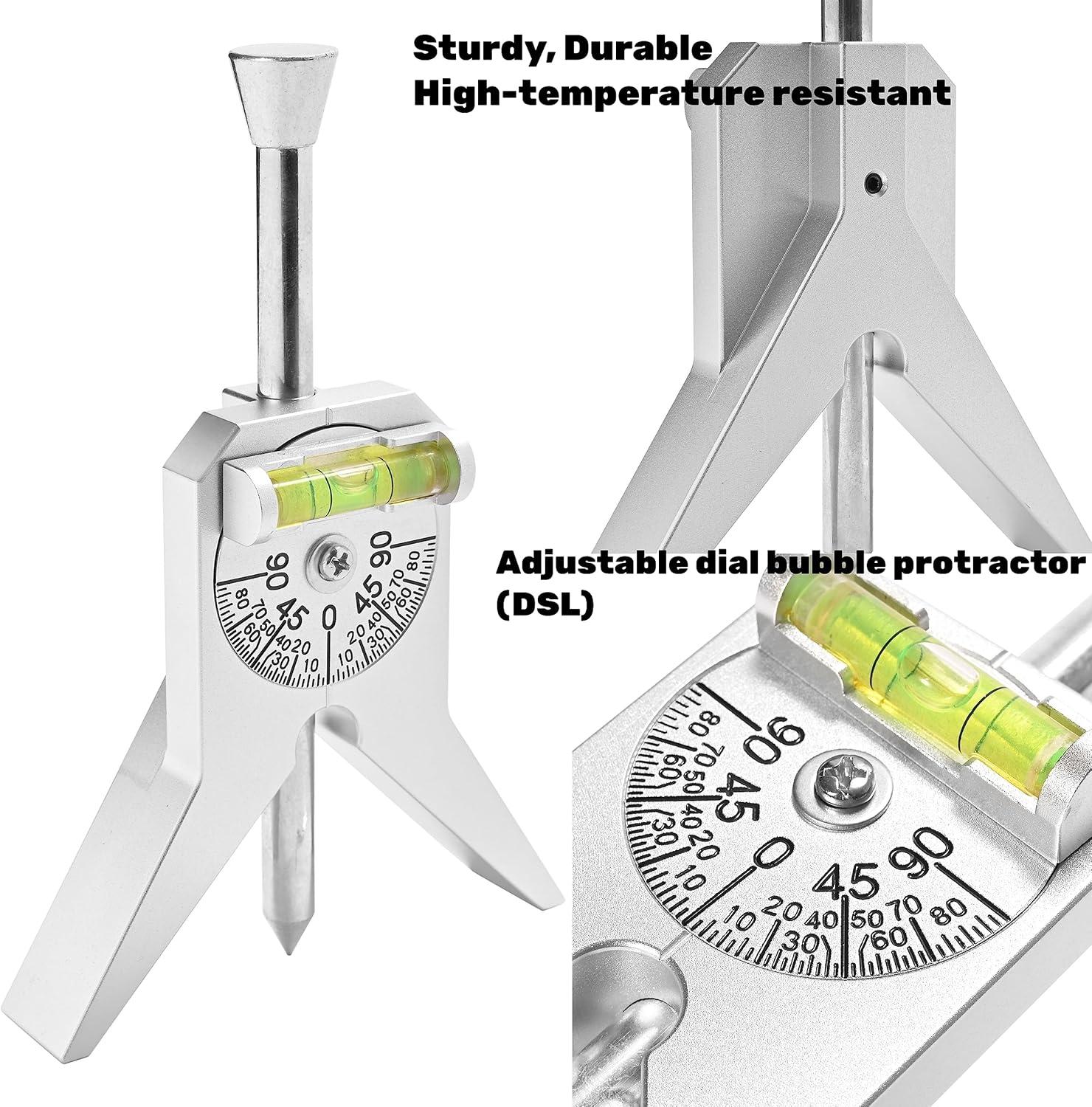Pipe Center Finder Measure Pipe Diameter With Adjustable Dial Bubble Protractor 4  Y-Type Safety Pipe Marker Centering Head Tool