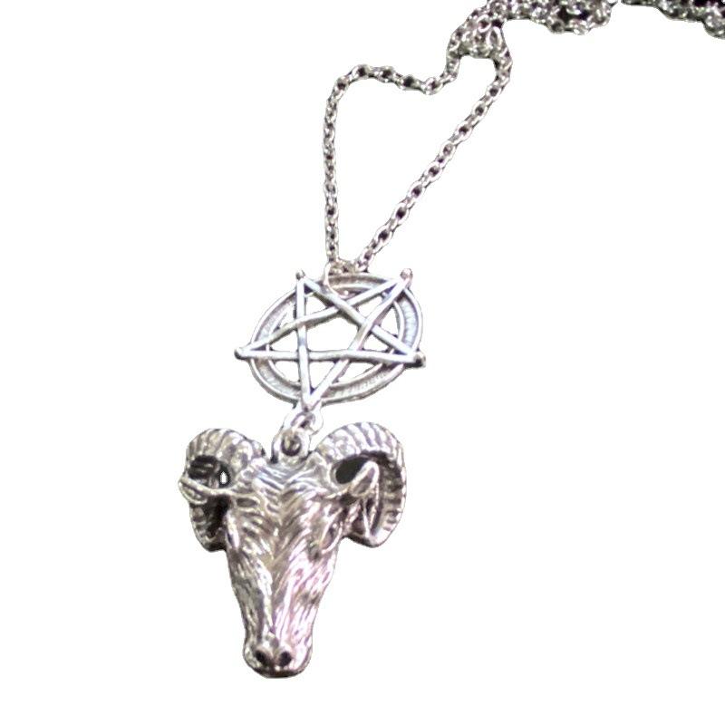 Collier Pendentif Tête de Taureau Argenté Unisexe - Chaîne Longue Simple Étoile Animal Alliage Bijoux Style Européen