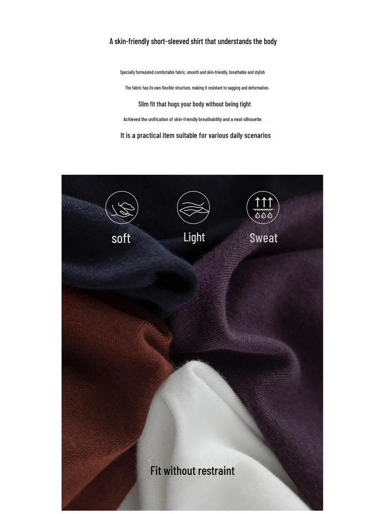 Xin Ge Burgundy Slimming Short-Sleeve High-Waist Women's T-shirt