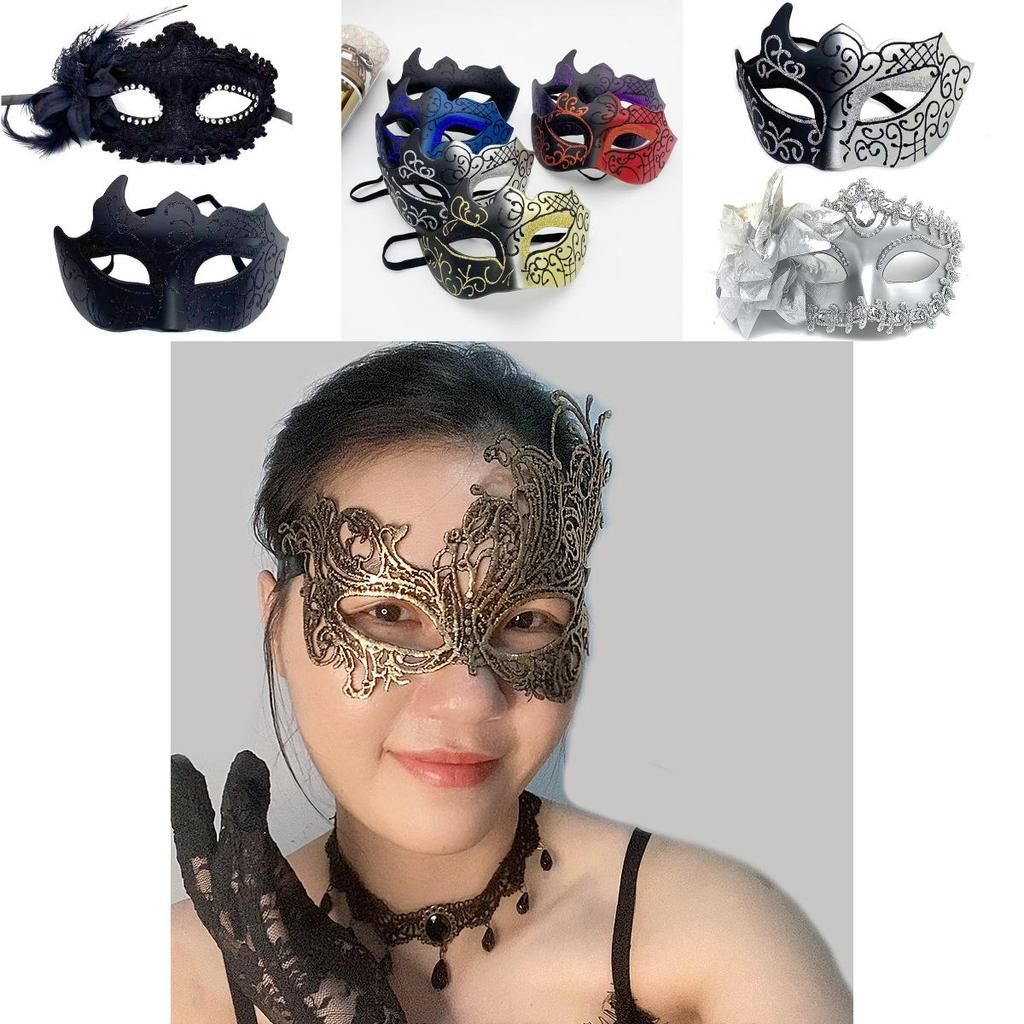 Halloween Mask Costume Props With Lace Half Face Jewelry For Adult Costume Party