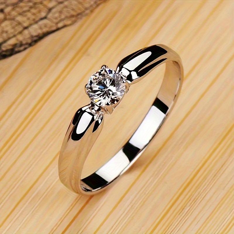 

A Minimalist Classic 4-prong Set Round Zirconia Ring For Women, Perfect Gift For Engagement, Wedding, Parties, Proposing, Jewelry To Give To Your Belo 6