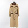 Womens VintageWomensVintage Contrast Color Lapel Long Trench Coat 2026 Old Money Style Khaki