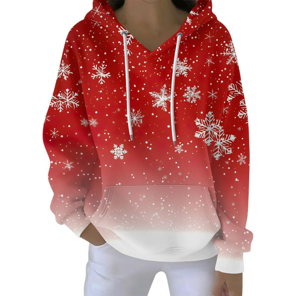 Women's Fashion Casual Hooded Loose Printed Long Sleeve Sweatshirt