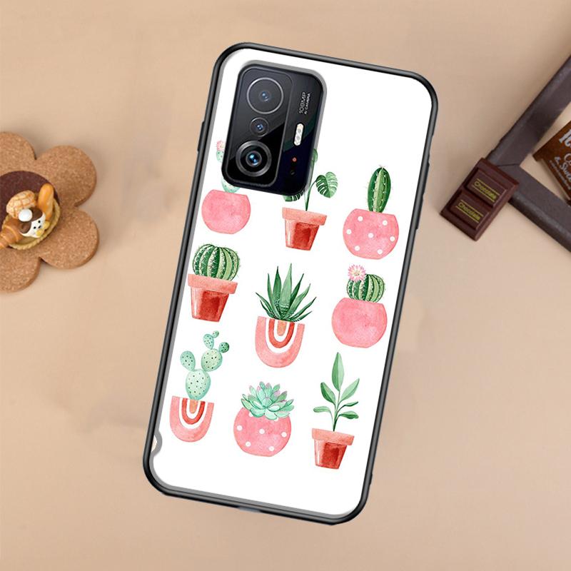 Cute Cactus Potted Plant Case For Xiaomi POCO X7 Pro X3 X5 X6 F3 F5 F6 M6 Pro 11T 12T 13T 14T Pro 13 14 Ultra Cover