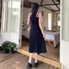 Plus Size Faux Two-Piece Spliced Design Slimming Little Black Dress for a Flattering Summer Look
