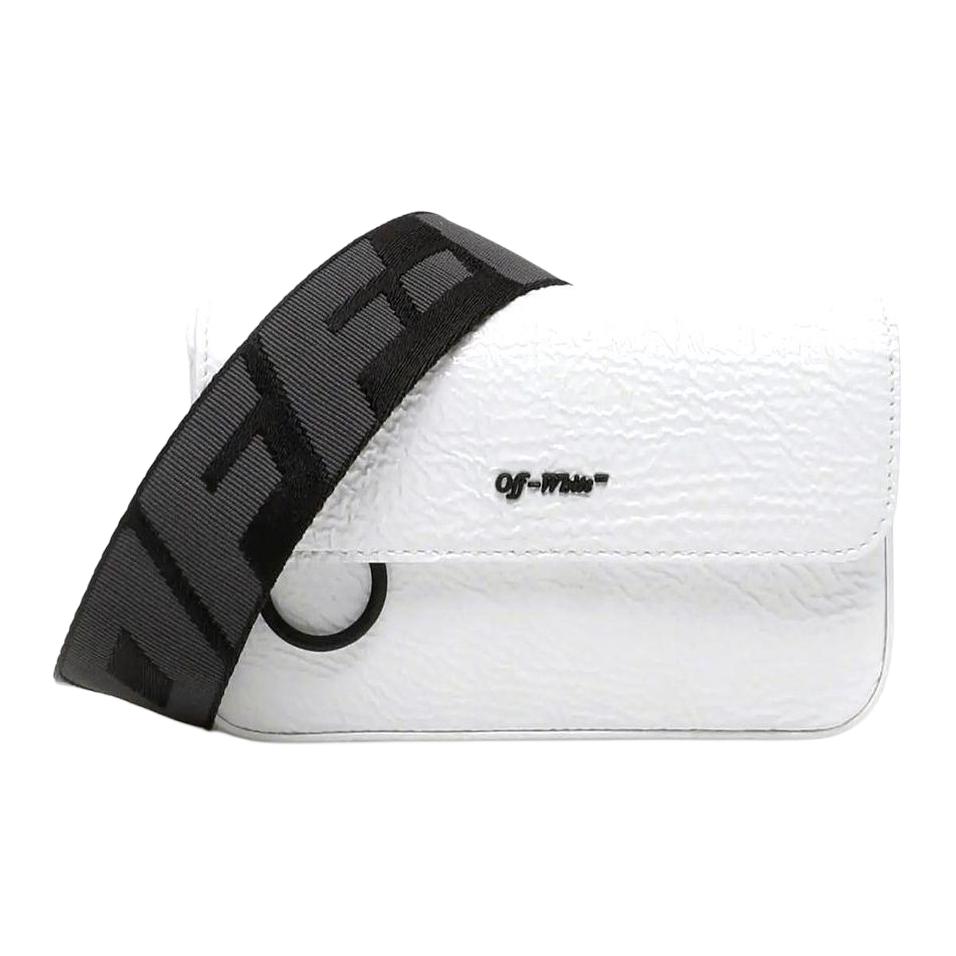 

New OFF WHITE Leather Shoulder Bag Crossbody Bag Unisex White OMNA032S20H610200100 17.0*3.6*9.9CM