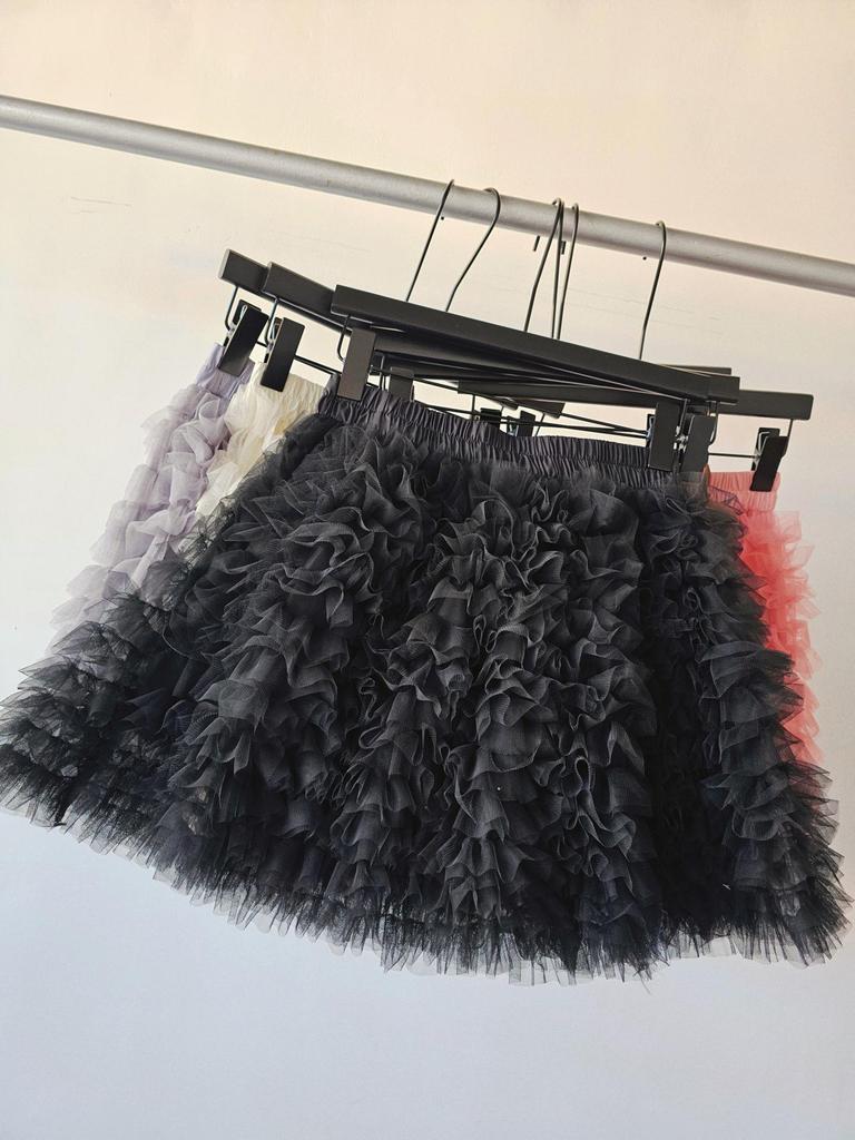 Korean Princess Rich Girl Style High Waist A-line Fluffy Mesh Skirt - Multi-layer Short Cake Skirt for Women