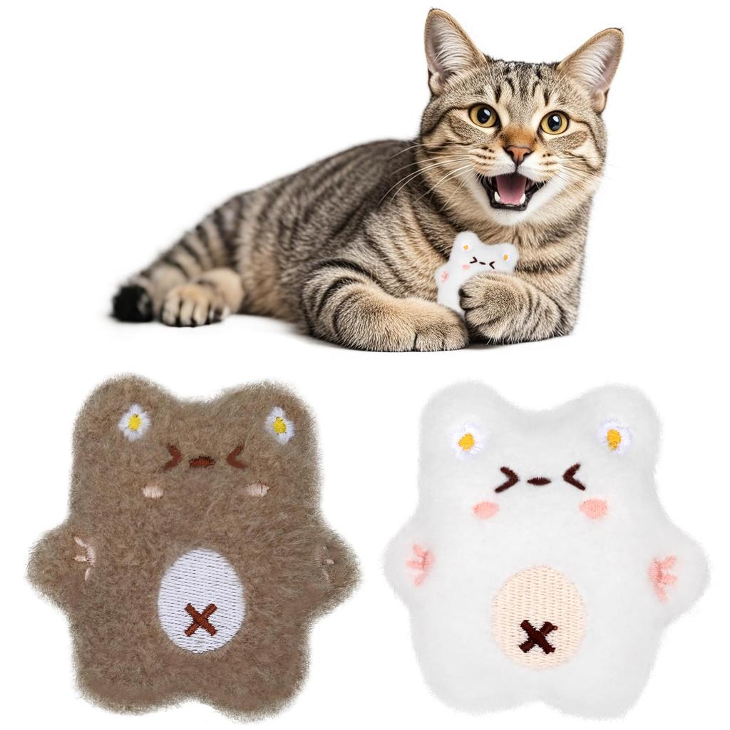 SixMeow Cat Mouse Toy, Cat Toy, Catnip Toy, Plaque Removal, Exercise Relief, Pet Supplies, Catnip Chew Toy, WhiteBrown (2-Pack), Durable and Non-Toxic