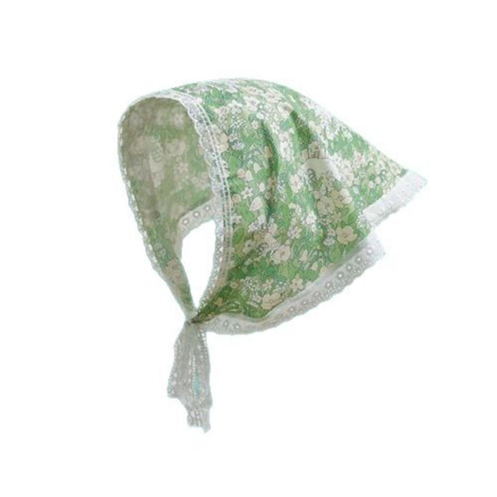 Elegant Flower Patterned Triangle Head Scarf Breathable Headwrap for Women French Headcovering for Music Festival