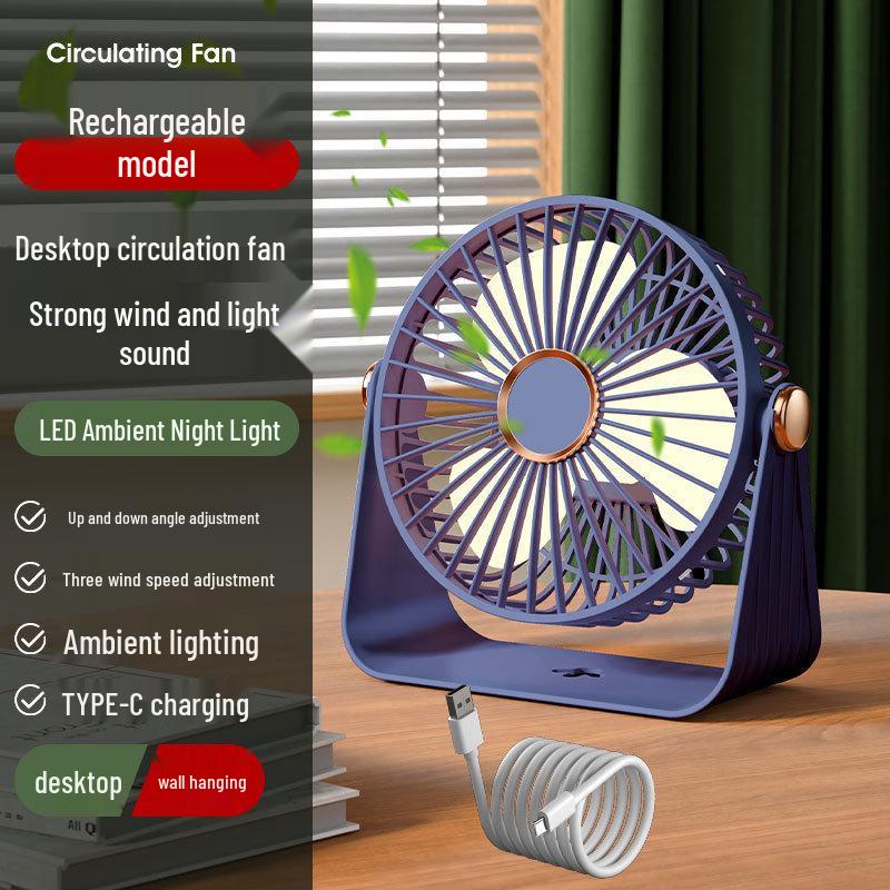 Portable USB Rechargeable Desk Lamp with Mini Fan for Home and Dorm 175x175x92mm