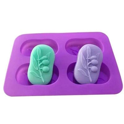 4 Vertiefungen Oval Olivenbaum Silikon Seifenform DIY Kerzen Seifenherstellungssets Handgefertigt Kuchen Dekorationswerkzeuge Heimdekor Backen