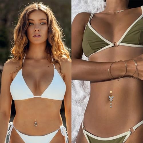 Set of 9 Cute 14G 1.6MM Stainless Steel Belly Button Rings with Zircon 1.6MM Cute Clicker Navel Piercing Jewelry for Women