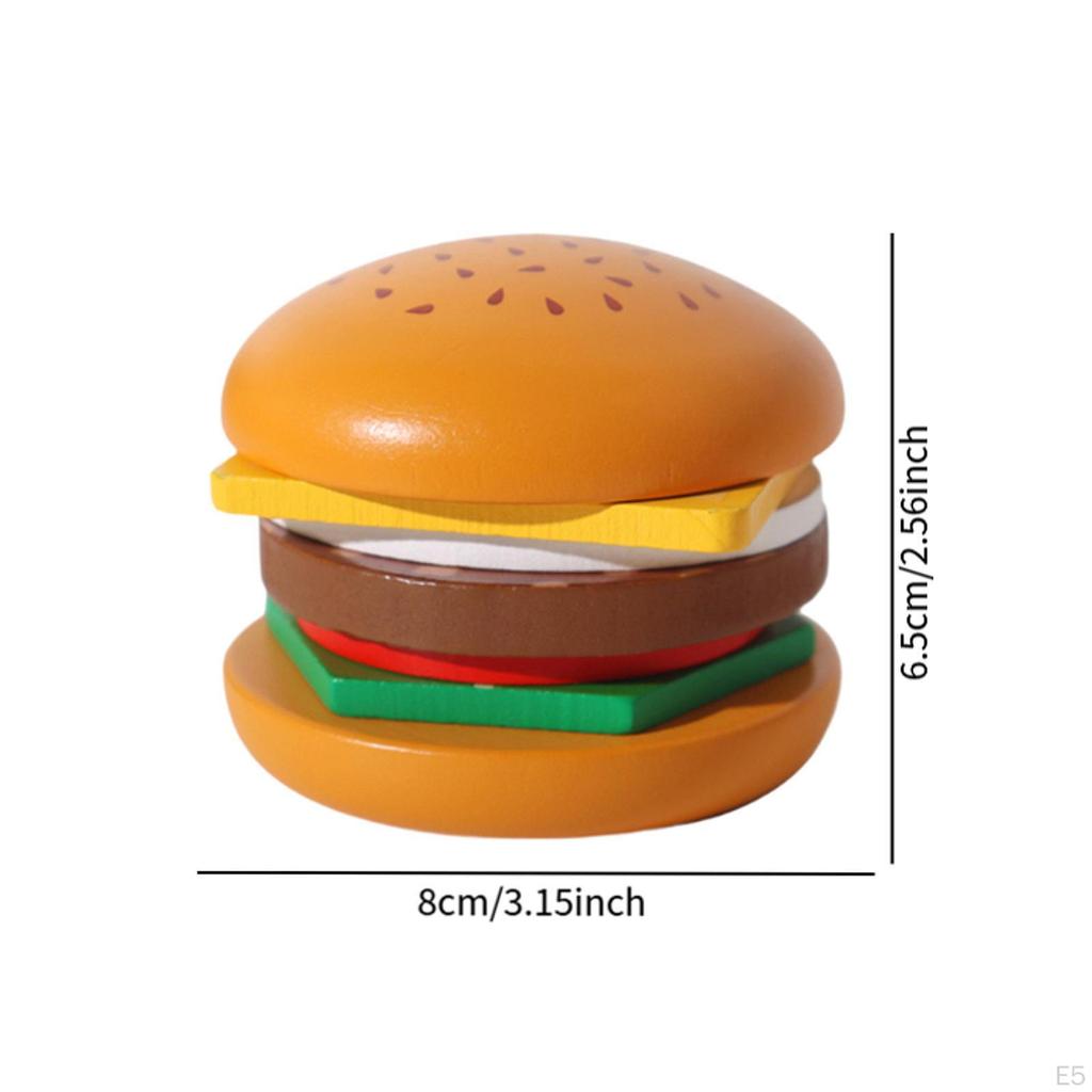 Food Stacker Toy Color Recognition Children Wooden Puzzle Wood Game for Birthday Gift