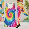 Womens Plus Size Two Piece Set Scoop Neck Sleeveless Printed Longline Tank Top And Fitted Pants
