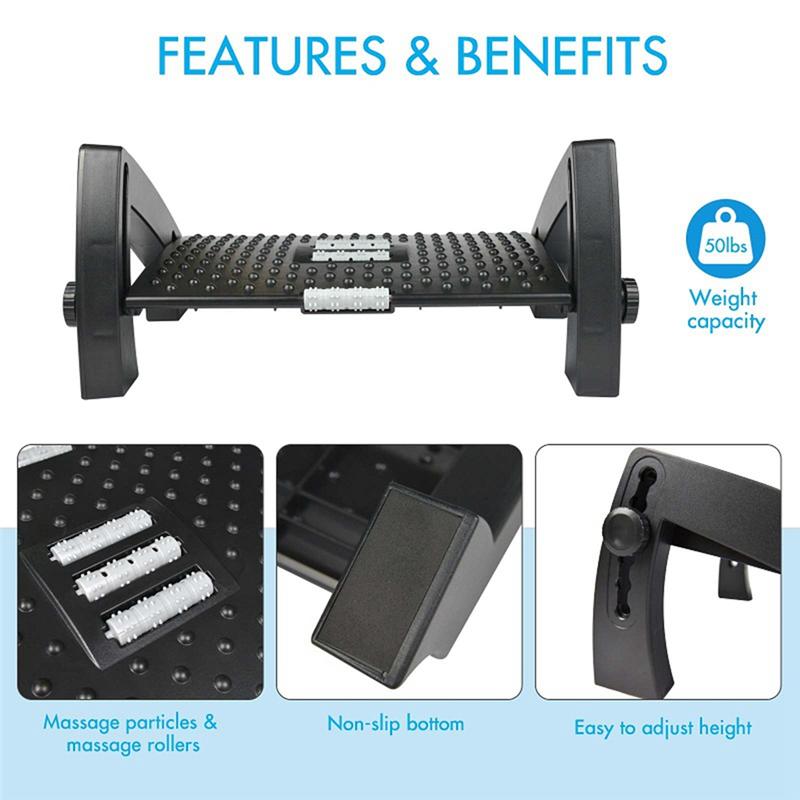 Good-Under Desk Footstool, Step Stool, Height Adjustable For Home Office Car Footstool