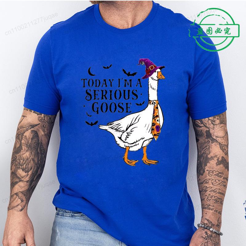 Horror T Shirt for Men Women Today I'm A Serious Goose Sarcastic Adult Humor T-Shirts Funny Goose Halloween T-shirt Casual Tees