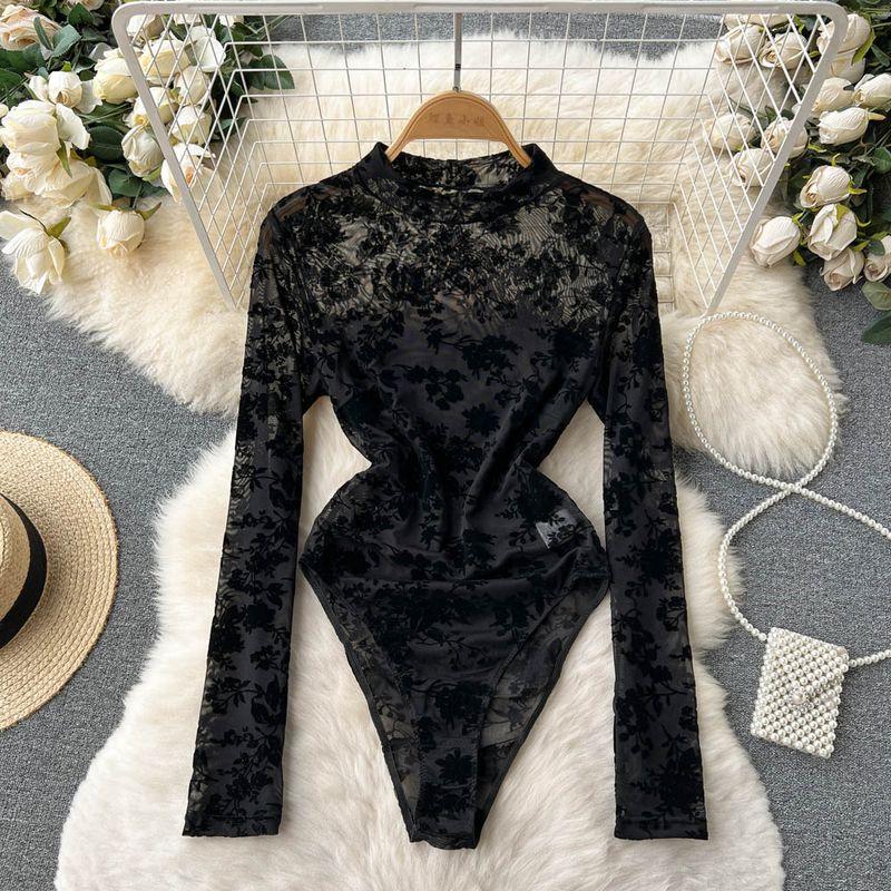 

Young Series Pure Desire Embroider High Fork Jumpsuit Mesh Black L