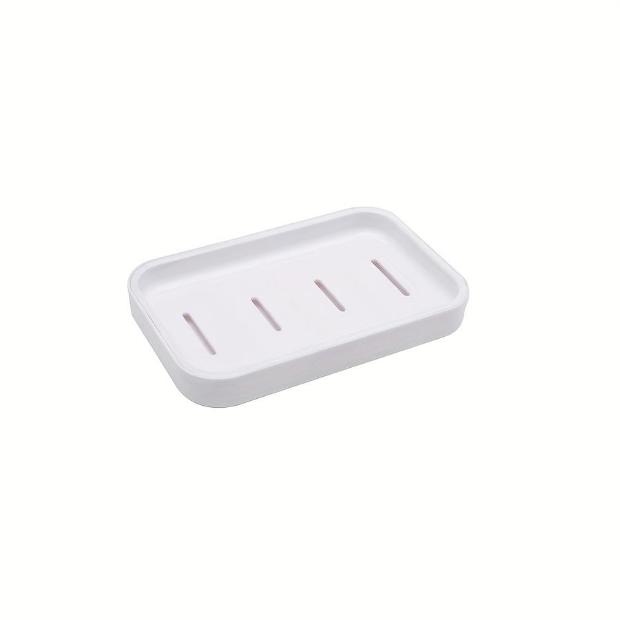 1pc Double-Layer Soap Dish with Drainage Holes - Durable Plastic Rectangular Soap Holder for Bathroom & Travel, Hygienic Drainage Design белый