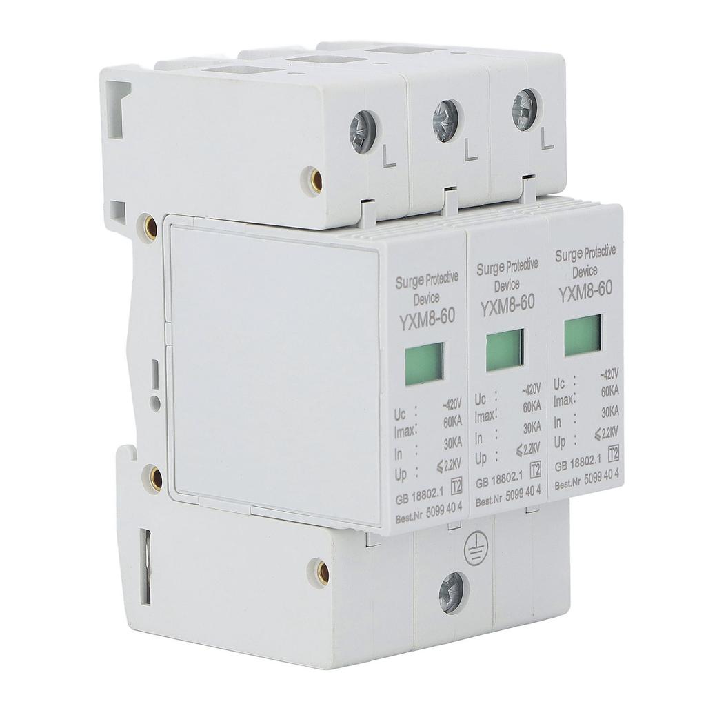 Dispozitiv de protecție la supratensiune 3P Material PC ignifug Modul arestor de protecție la tensiune 60KA 420V