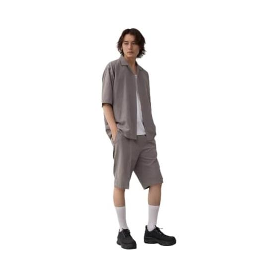 [Azure by Mausie] C/T Faux Suede Shorts Setup Men s 251IAB30-2071