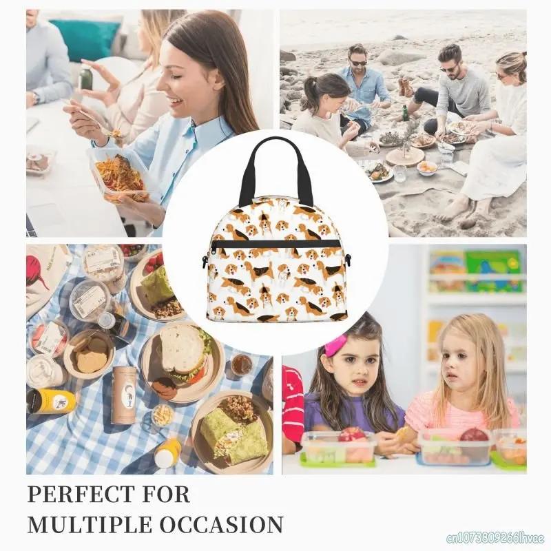Cute Beagle Dog Insulated Lunch Bag Water Resistant Bento Tote Bag Reusable Thermal Lunch Box for Work School Picnic Travel