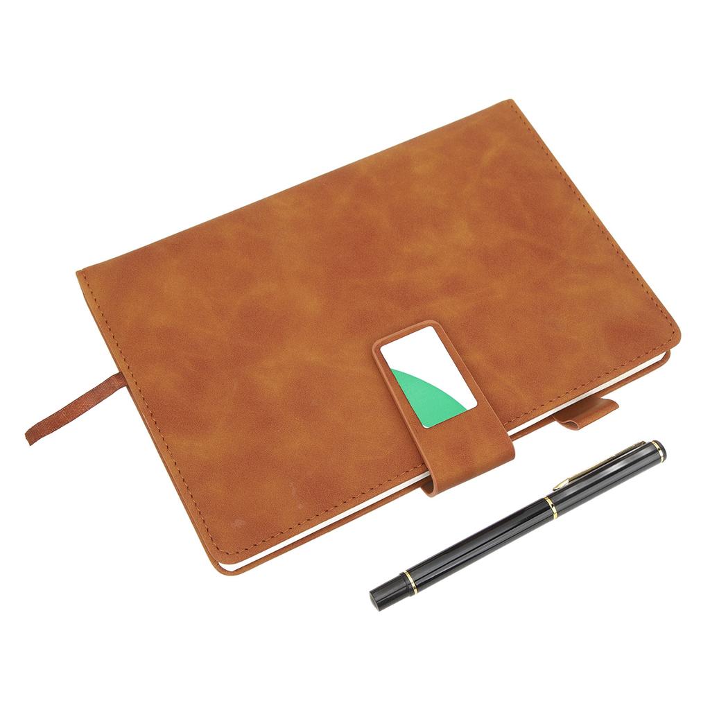   Notebook PU Lther Cover Ribbon Bookmark Ink Proof Thick Paper Ruled Paper Notebook with Pen for   Travel