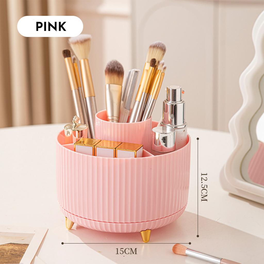 360 Rotating Makeup Brush Holder & Organizer Countertop Storage For Cosmetics & Skincare 8 Colors