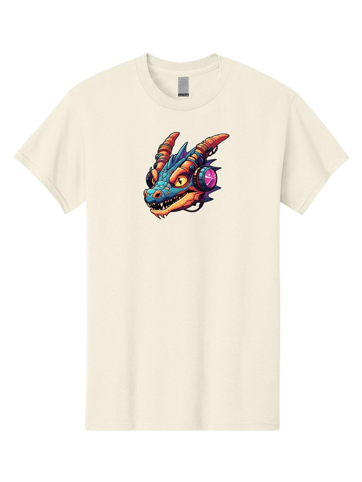 Cyber-Dragon-Head Mens Graphic Tee, 100% Cotton, Casual Summer Wear S разноцветный