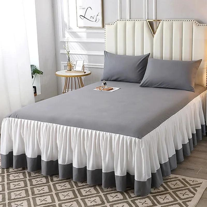 3 Pcs Solid Color Bedspread on The Bed Home Knit Dust-proof Smooth Cotton Bed Cover for Queen/King Size Bed