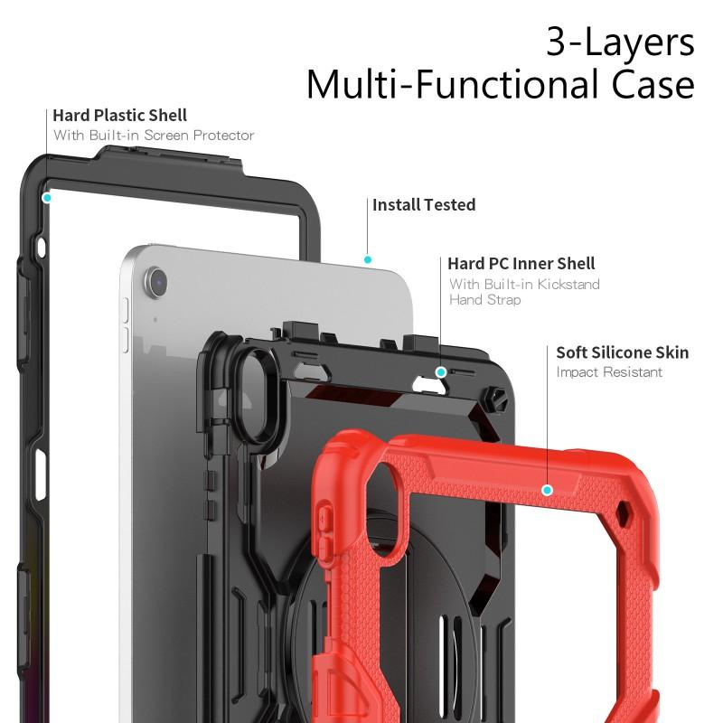 Silicone Full Cover Rotating Strap Case IPad 10th Gen 10.9 Inch Air 4/5 10.2 Color Block Design With Cushion