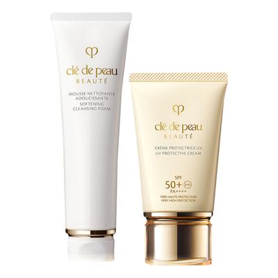 Clé De Peau Beauté () Softening Cleansing Foam And Uv Protective Cream Set