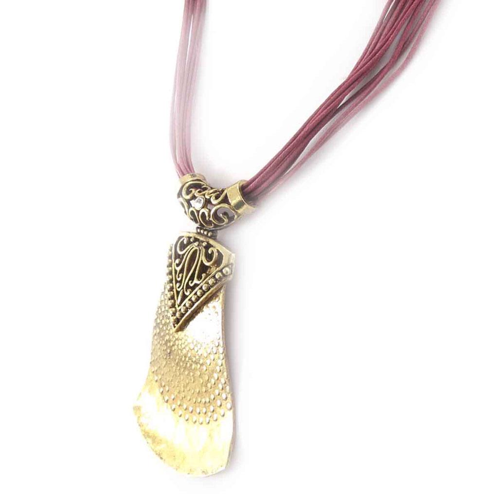 Les Trésors De Lily [J8475] - Designer Necklace 'Altai' Burgundy Gold