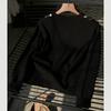 2025 Damen Frühling & Herbst Koreanischer Spitzen-Patchwork Slim Fit Rundhals Strick-Cardigan-Pullover.