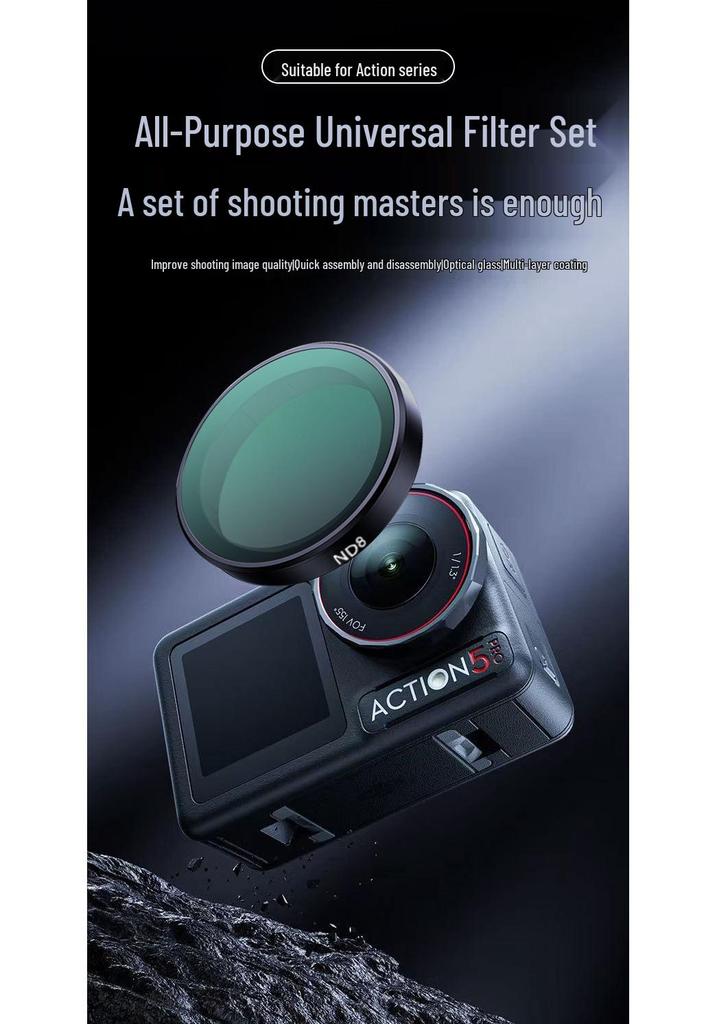 Adjustable ND & CPL Filter for DJI Action 5 Pro/4/3 Cameras