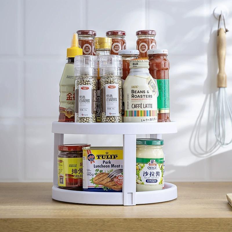 Organizador giratorio para especias, estante de almacenamiento multifuncional para cocina y escritorio