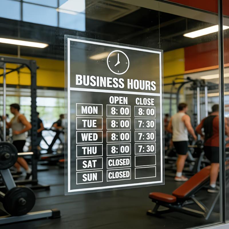 1Set Business Hours Window Stickers, Transparent UV-Resistant Vinyl Decals, Self-Adhesive Open & Close Time Signs