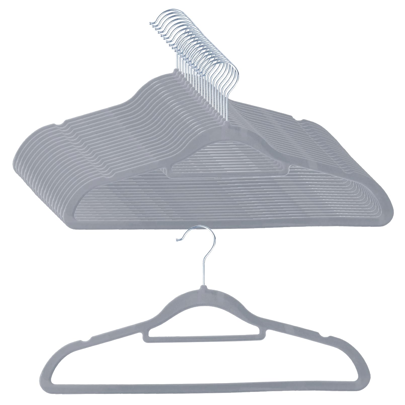 

HOSUR Prevents Clothes from Closet Rotating High Load Capacity Non-Slip Hangers, 20-Pack, Gray, Sturdy, Deforming, Storage, 360-Degree Hook, Bendable,