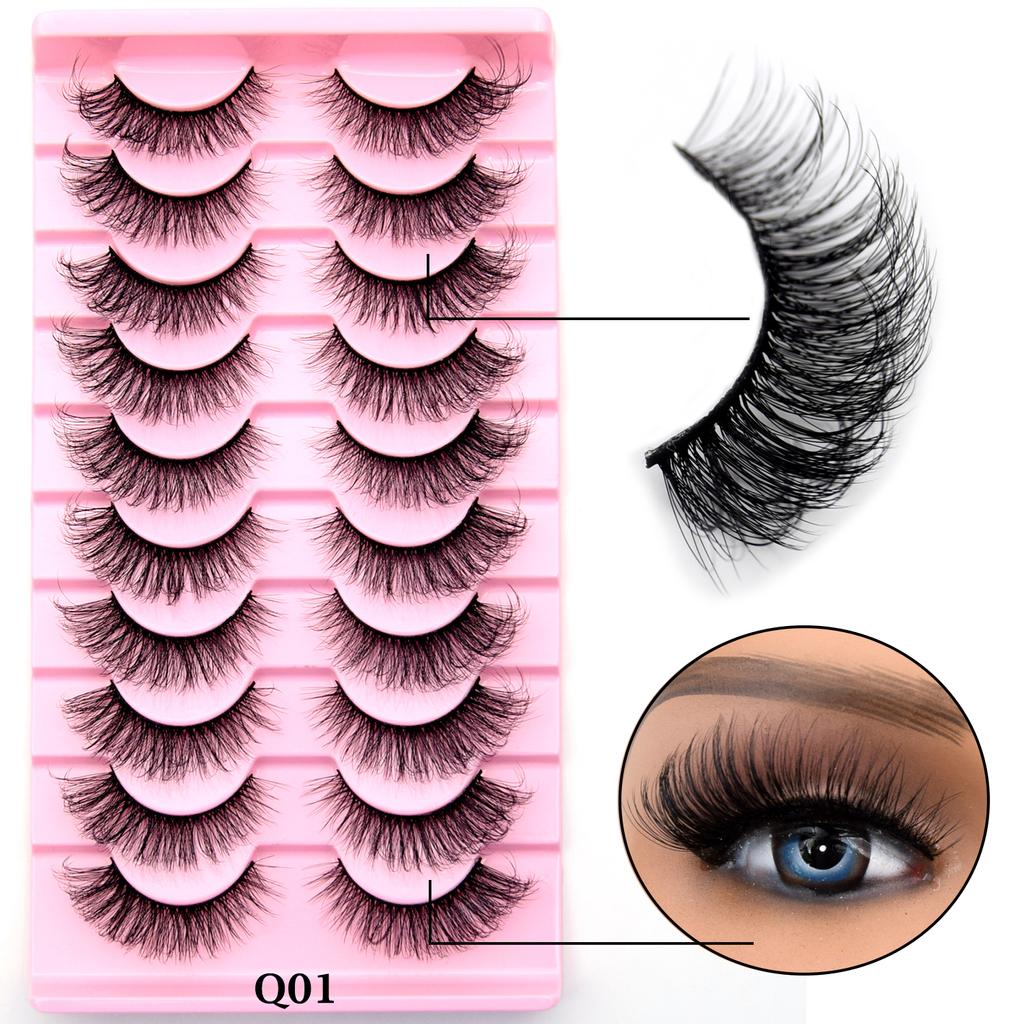 10 Pairs Eyelashes Natural Long 3D Mink Lashes Fluffy Volume Mink False Eyelashes Cruelty Free Wispy Lashes Makeup