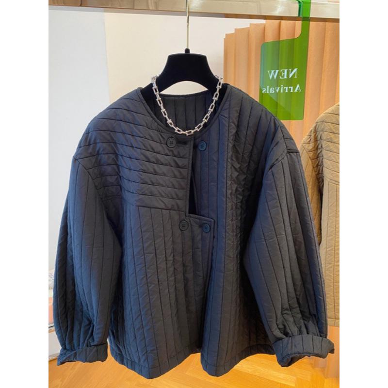 Korean Style Quilted Women's Winter Padded Jacket with Irregular Placket