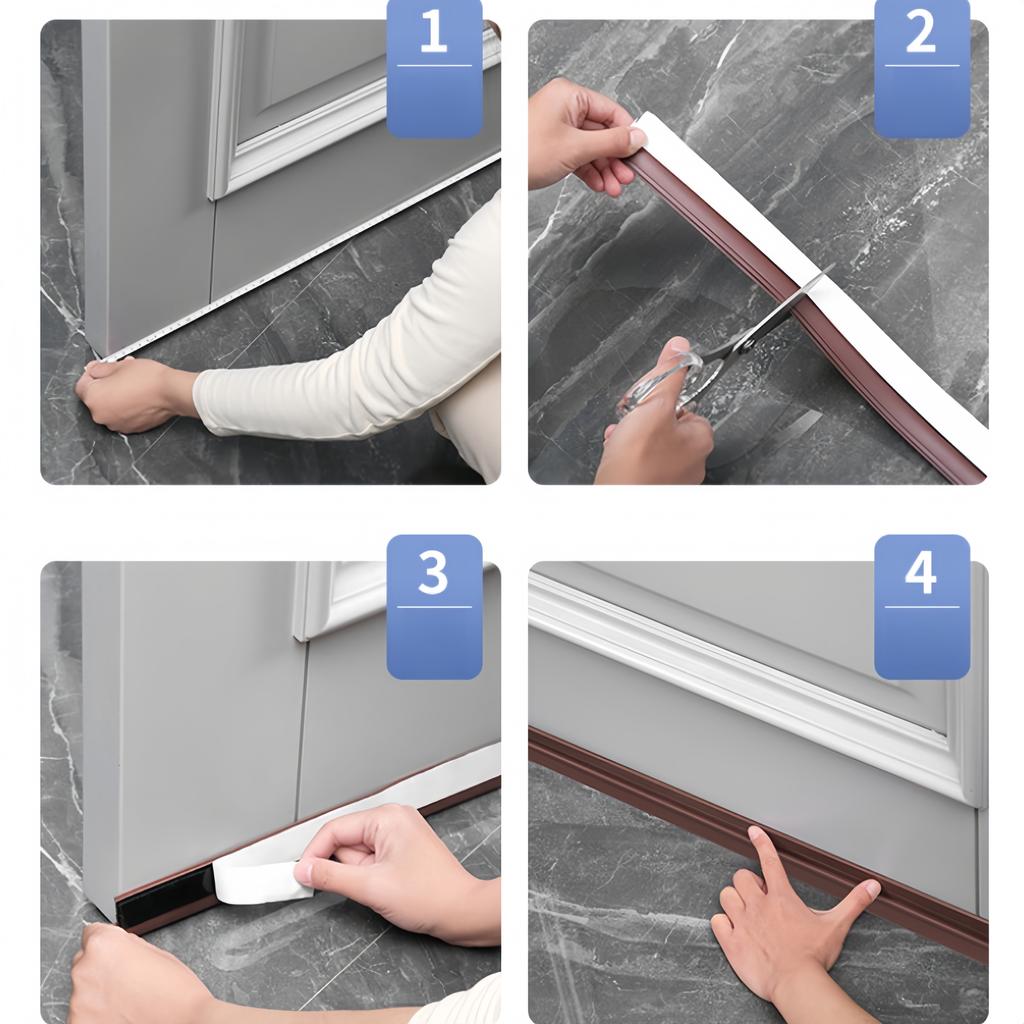 1pc Reusable Door Seal Strip Self-adhesive Removable Wind and Dust Proof Under Door Gap Weather Strip Soundproof Tape