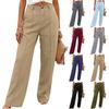 Ladies' Color Casual Fashion Breathable Loose Cotton And Linen Pants